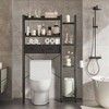 Over Toilet Storage with 2 Drawers Tier Organizer Height Adjustable Shelves Hooks Black Space Saver Bathroom Restroom Laundry - 2 of 4