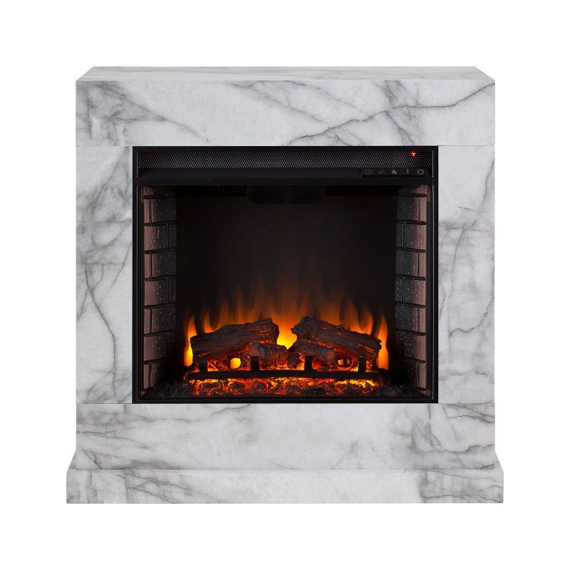 Dridun Faux Marble Fireplace White/Gray - Aiden Lane, 4 of 14