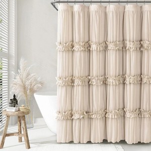 LunaLulinlk Ruffle Vintage Shower Curtain Boho Farmhouse Shower Curtain - 1 of 4