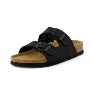 CUSHIONAIRE Lane Cork Footbed Sandals for Women –Comfortable Double Buckle Slip-On with Genuine Suede Footbed & Arch Support Slides for Women Footwear - 1 of 4