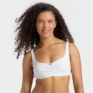 Women's Pointelle Ruched Front Scoop Bralette - Wild Fable™ - 1 of 4