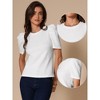 INSPIRE CHIC Women's Puff Short Sleeve Round Neck Casual Work Summer Blouse - 2 of 4