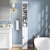 VECELO Tall Bathroom Cabinet Slim Storage Cabinet with Toilet Paper Scroll and Adjustable Shelf White - 4 of 4