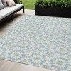 Sky Blue Ivory And Artichoke Green Floral Medallion Washable Indoor Outdoor Area Rug - 2 of 4