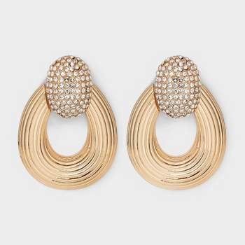 SUGARFIX by BaubleBar Gold Crystal Door Knocker Statement Earrings - Gold