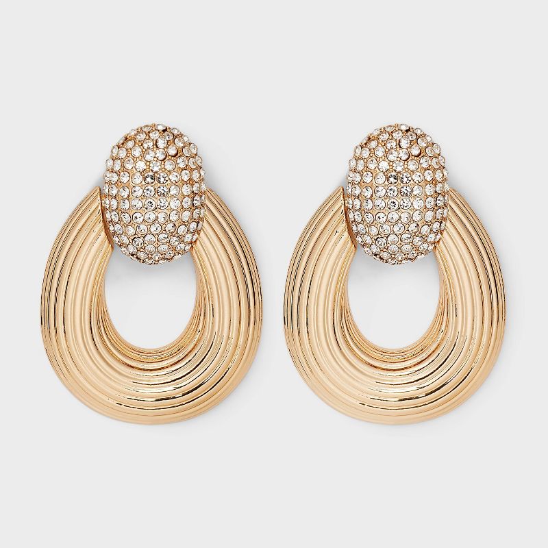 SUGARFIX by BaubleBar Gold Crystal Door Knocker Statement Earrings - Gold, 1 of 3