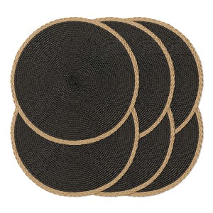 Aoibox Round Braided Placemats Set of 6, Washable Wipeable Easy Clean Heat Resistant Woven Dining Table Mats Decor for Holiday Parties Daily Use - 1 of 4