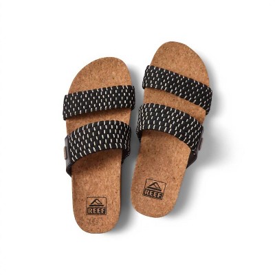 Women's Wo's Cushion Vista Black Textile Sandals - REEF