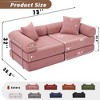 VASIP Modular Sofa Bed for Apartment,Corduroy Fabric,Convertible Design with Fixed Frame & Removable Armrests , No Assembly Required,Red - 2 of 4