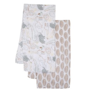 Lambs & Ivy Jungle Story 100% Cotton Muslin Safari Swaddle Blankets - 2 Pack - 1 of 4