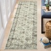 2 x 6 ft Polyester Imitation  Beige Blue Rectangular Hallway Bathroom Entryway Kitchen Office Foldable Flower Printed  Washable Area R - 4 of 4
