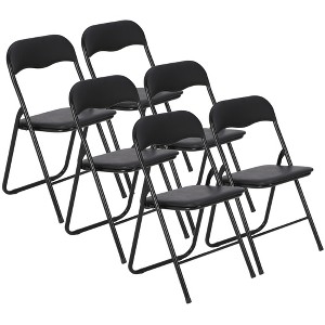 2 Pack Folding Chairs with Cushion, Foldable & Stackable Commercial Chairs with Non-Slip Rubber Pads, Portable Metal Frame Seat - 1 of 4