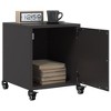 vidaXL Bedside Cabinets 2 Pcs - Steel Black Modern Nightstands - Bedroom/Living Room Storage - 14.2"x15.4"x17.1" - 2 of 4