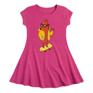 Girls' - Instant Message - Hot Dog Skater Fit & Flair Cap Sleeve Graphic Dress - 1 of 4
