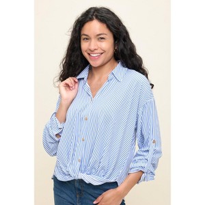 WEST K Women's Liora Stripe Button-Up Twist Front Shirt - 1 of 4