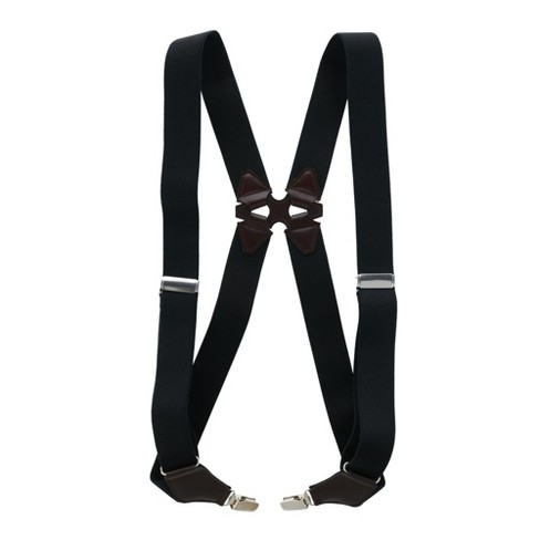 Aisenin Men's Elastic Solid Color Dress Ubee Side Clip Suspenders, Black