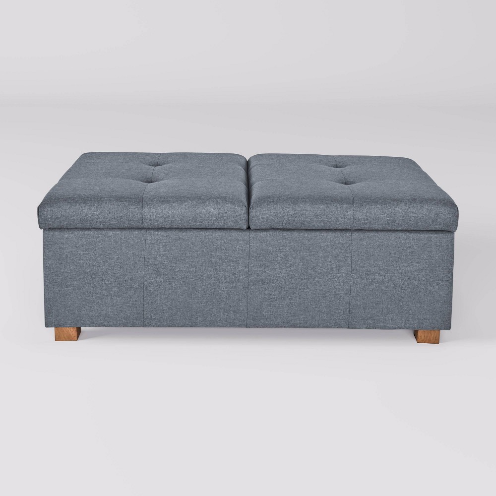 Photos - Pouffe / Bench CorLiving Yves Double Opening Oversized Storage Ottoman Gray  