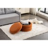 Sapphtopaz Round Ottoman Footstool Ottoman/Ottoman with Storage Velvet Fabric Ottoman with Wooden Shelving Living Room Furniture for Bedroom - 4 of 4