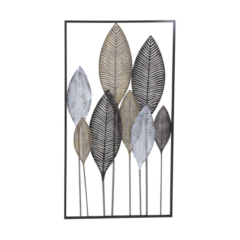37&#34; x 20&#34; Metal Leaf Wall Decor with Black Frame Bronze - Olivia &#38; May, 1 of 8