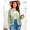 Women's Plus Size Knit Open Front Cardigan Hollow Out Summer Cardigan - 3 of 4