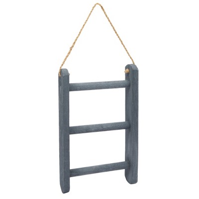 Farmlyn Creek 3-Tier Rustic-Style Hanging Towel Rack, Small Wooden Hanging Ladder Towel Racks for Bathroom with Rope, 10 x 23 in, Gray