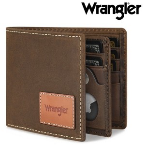 Wrangler Men’s Bifold Wallet Genuine Leather Branded Wallet, RFID Blocking, Casual Everyday 10-20 Cards Purse with AirTag Holder, Men's Accessories - 1 of 4