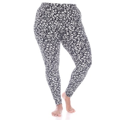 Women's Plus Size Super Soft Leopard Printed Leggings Black One Size Fits  Most Plus Size - White Mark