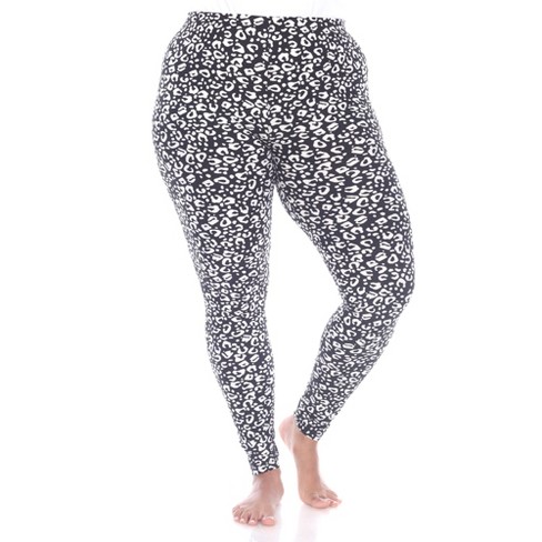 Women's Plus Size Super Soft Leopard Printed Leggings Black One Size Fits  Most Plus Size - White Mark : Target