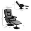 PU Leather Swivel Reclining Chair with Footrest for Living Room, Bedroom and Home Office, Recliner and Ottoman Set - 3 of 4