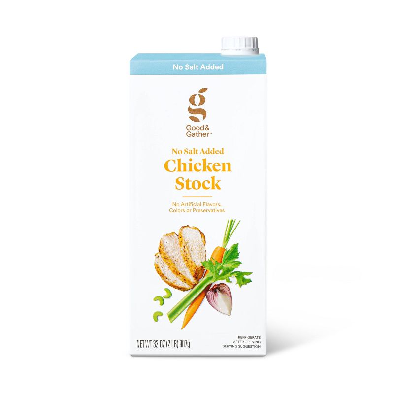 No Salt Added Chicken Stock - 32oz - Good &#38; Gather&#8482;, 1 of 5