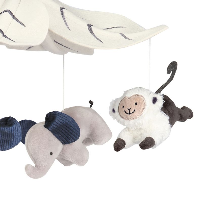 Lambs & Ivy Jungle Party Gray Animals Musical Baby Crib Mobile Soother Toy, 3 of 9