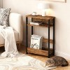 Narrow Side Table with Storage Shelf and Magazine Rack Slim Nightstand for Small Spaces - 2 of 4