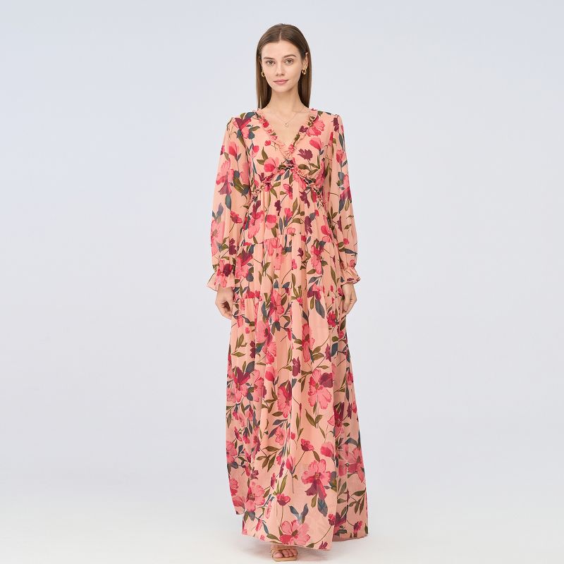 Women's Floral Print Ruffled Maxi Dress - Cupshe, 1 of 10