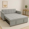 TiramisuBest 2-Seater Convertible Velvet Loveseat Sofa Bed – Pull-Out Sleeper Couch with Side Pocket, Adjustable Backrest & Scroll Arm Design,Gray - 3 of 4