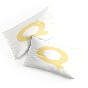 Deny Designs King April Lane Art Block Yellow Monogram Q Microfiber Printed Pillow Sham - 1 of 3