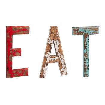 Evergreen Distressed EAT Letters Wooden Wall Decor