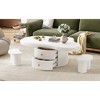 Cloud Coffee Table Set of 3 with 2 Drawers and Stools, Modern Irregular Table for Living Room or Lounge - 4 of 4