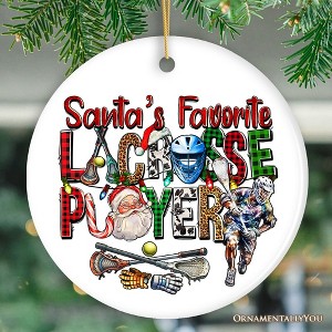Santa's Favorite Lacrosse Player Christmas Ornament, American Sport Appreciation Gift| OrnamentallyYou - 1 of 4