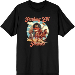 "Parking Lot Pioneer" Old West Wagon Football Cowboy Adult Short Sleeve Tee - 1 of 2