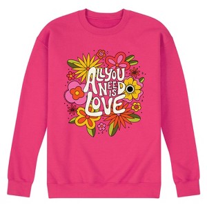 Men's - The Beatles - All You Need Is Love Retro Floral Graphic Fleece Sweatshirt - 1 of 4