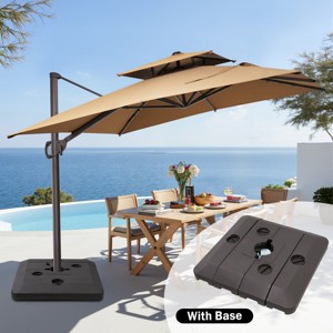 Crestlive Products 9'X11' Double Top Cantilever Umbrella Outdoor 360° Rotation 6 Heights Adjustable Offset Umbrella with Metal Pole and Base - 1 of 4