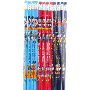 Disney Mickey Mouse Pencils Set - Pack of 12 Wood Pencils with Erasers and Stickers (Mickey Mouse School Supplies) (12 Pencils) - 1 of 3