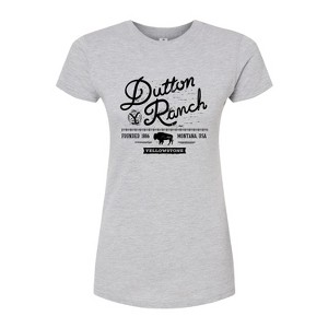 Women's - Yellowstone - Dutton Ranch Logo Scene Fitted Graphic T-Shirt - 1 of 4