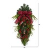 Nearly Natural 24” Holiday Christmas Pine Cones, Berry and Bells Wreath - 2 of 4