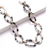 Women: Leopard & Tortoise Print Acetate Collar Necklace with Metal Oval Resin Chain - 2 of 4