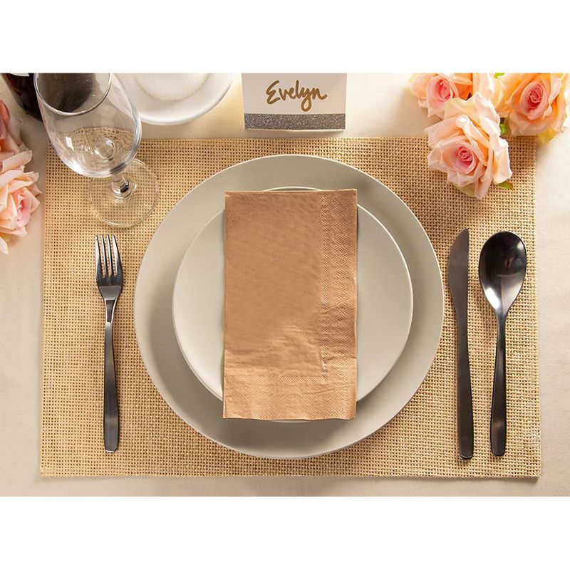 Juvale 200-Pack Disposable Bamboo Kraft Paper Cocktail Napkins 7.8"x4.4" Brown Party Supplies, 3 of 8