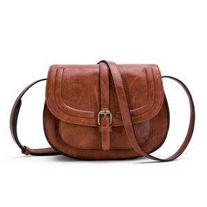 Crossbody Bags for Women,Small Saddle Purse and Boho Cross Body Handbags,Vegan Leather, Brown - 1 of 4