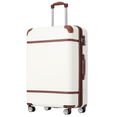 24 Inch Hard Shell Luggage Vintage Suitcase,Checked Luggage Expandable Lightweight Spinner Suitcase With TSA Lock-Cuddlewood