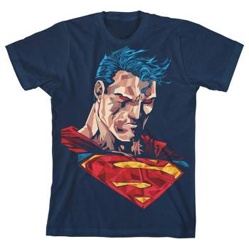 Superman Mosaic Youth Boys Navy T-Shirt