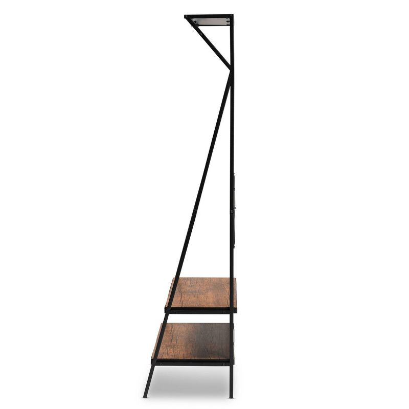 Laima Distressed Wood and Metal Finished Entryway Coat Hanger Brown/Black - Baxton Studio, 4 of 10